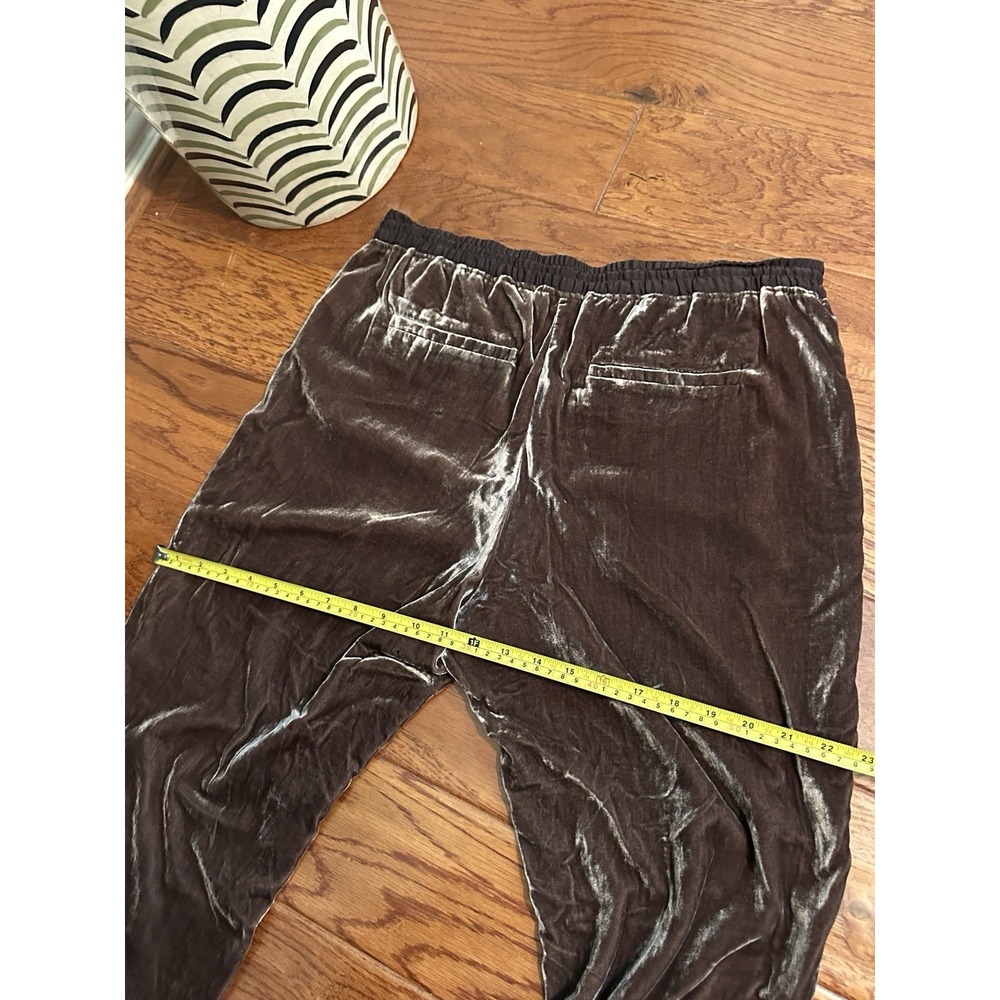 Anthropologie Elevenses Womens M Brown Velvet Pants Tassel Elastic Waist Jogger - Picture 12 of 13